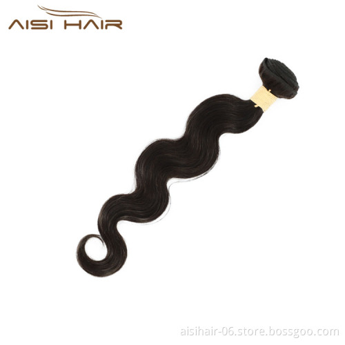 Aisi Hair Hotselling Best Quality Wholesale Vendor Natural Black Color Body Wave 100%  Brazilian Human Hair Weave Bundles